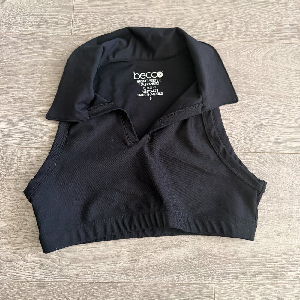 Becca Black Sleeveless Collared Crop Top Size S